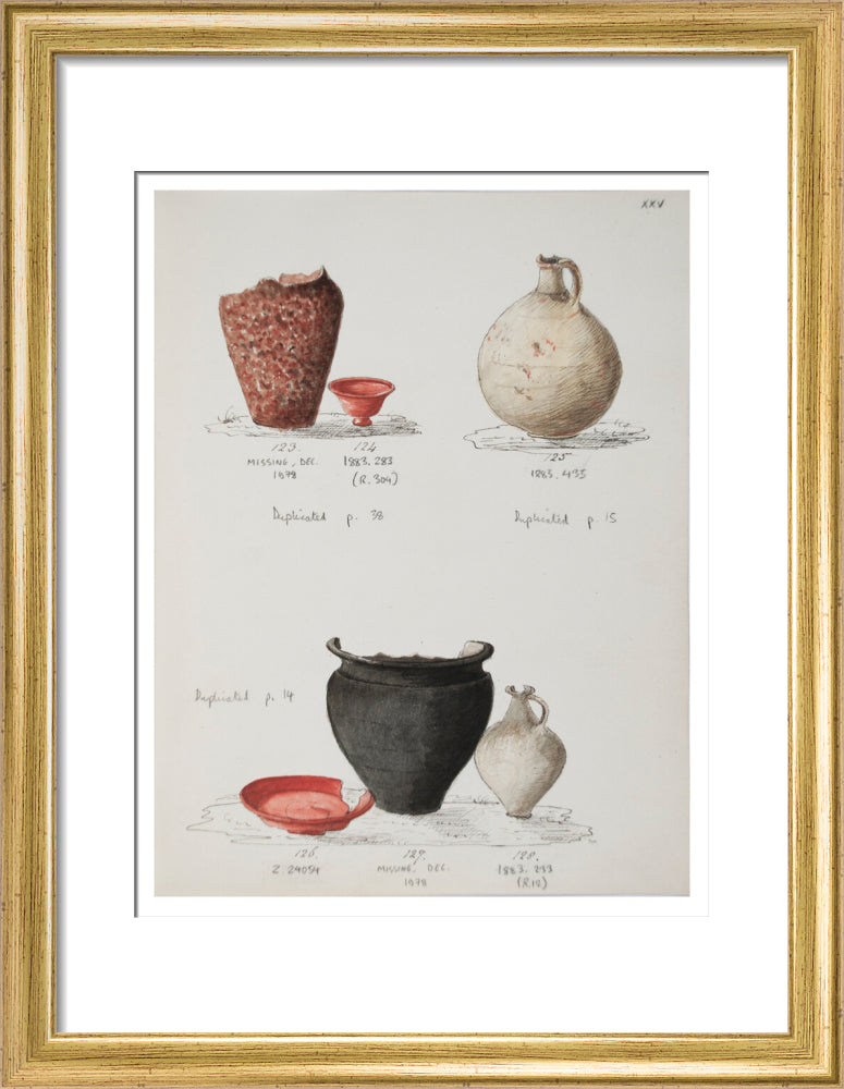 Pottery excavated from Litlington Roman cemetery - Art print