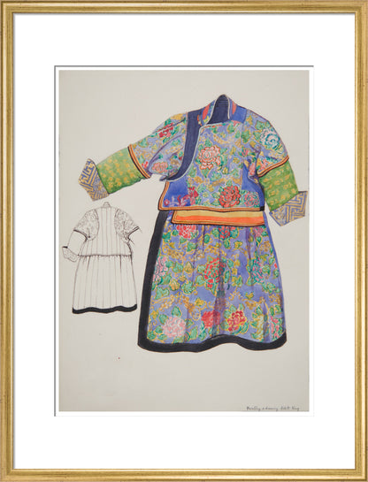 Paintings and drawings of Mongolian clothing - Art print