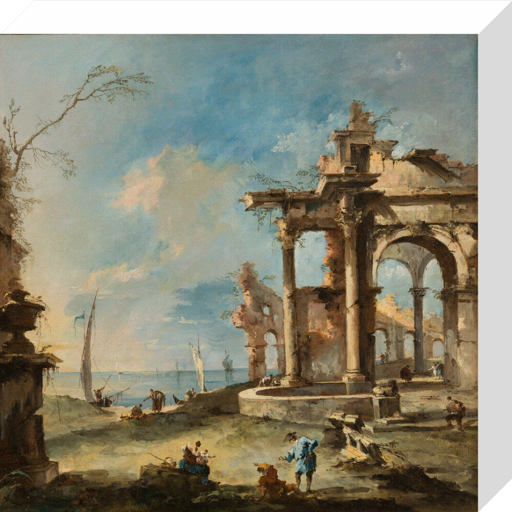 A Capriccio: Ruined Building by the Coast, with Figures
