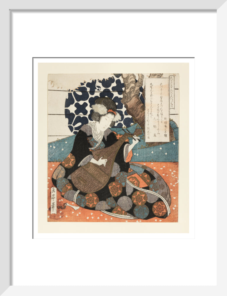 A female musician playing a biwa - Art print