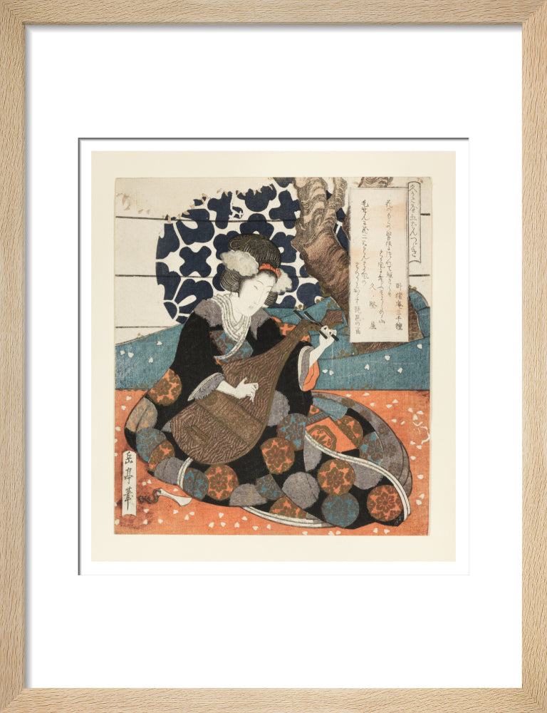A female musician playing a biwa - Art print