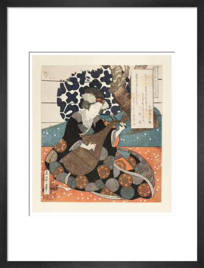 A female musician playing a biwa - Art print