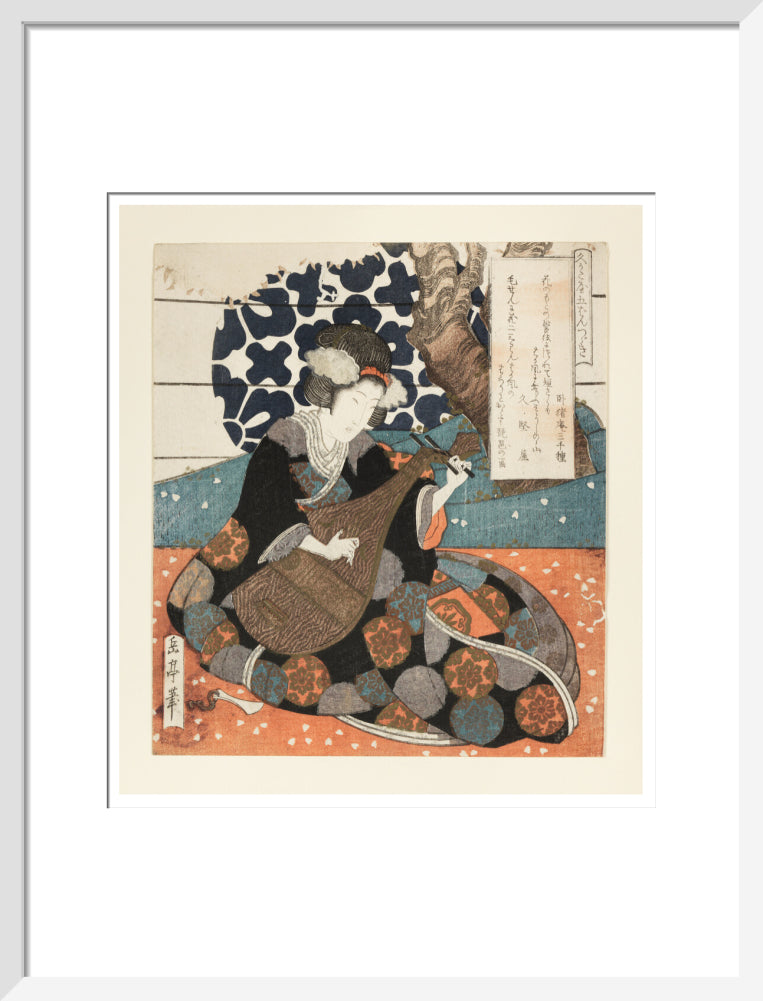 A female musician playing a biwa - Art print