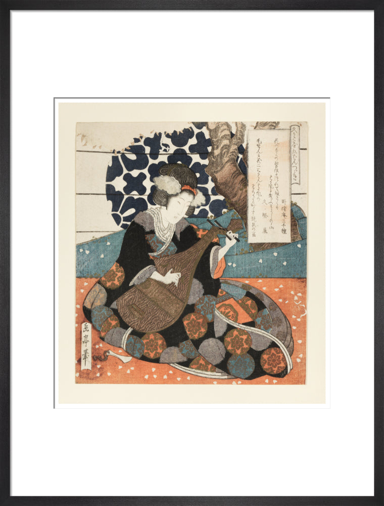 A female musician playing a biwa - Art print