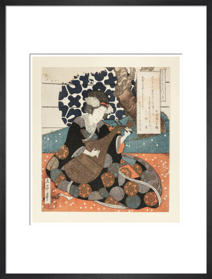 A female musician playing a biwa - Art print