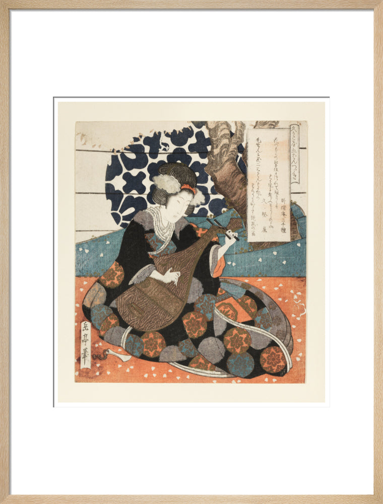 A female musician playing a biwa - Art print
