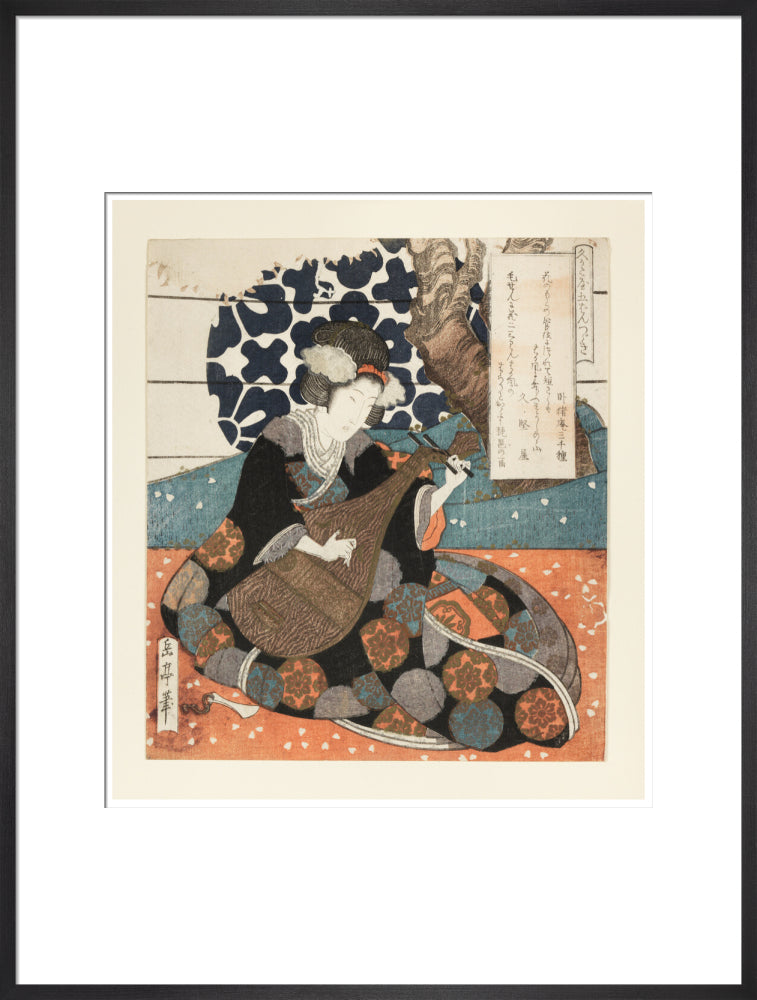 A female musician playing a biwa - Art print