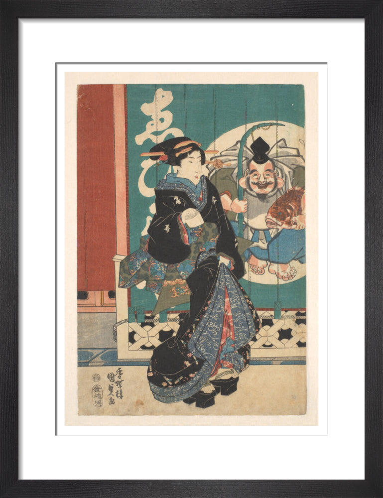 Women promenading in front of the Ebisu-ya shop curtains - Art print