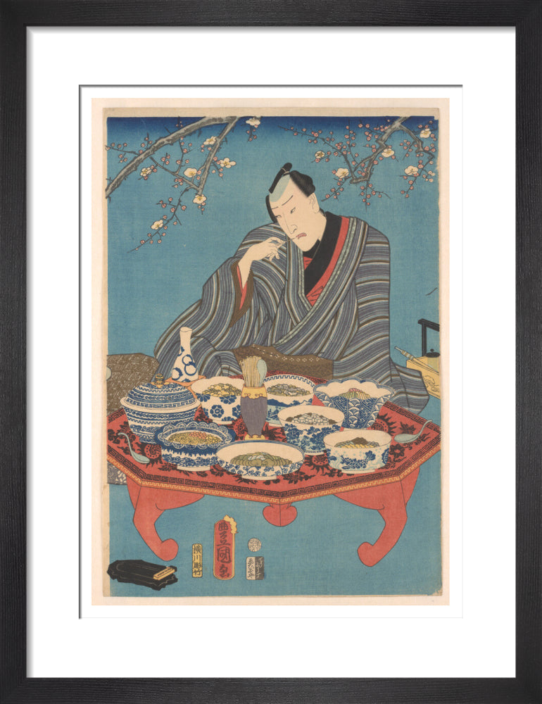 Enjoying a Banquet in a Plum Orchard (centre panel) - Art print