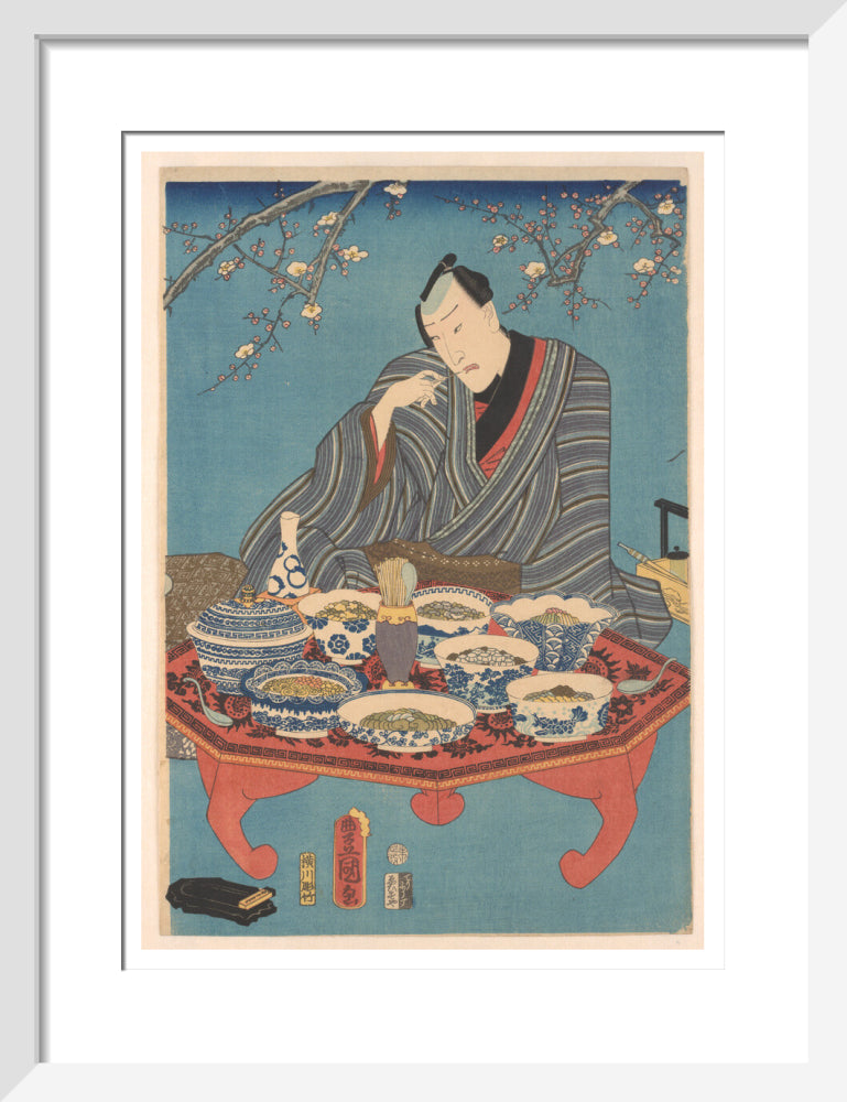 Enjoying a Banquet in a Plum Orchard (centre panel) - Art print