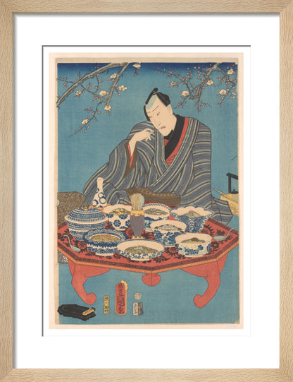 Enjoying a Banquet in a Plum Orchard (centre panel) - Art print