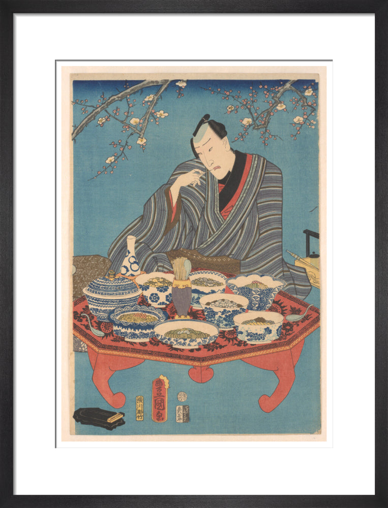 Enjoying a Banquet in a Plum Orchard (centre panel) - Art print