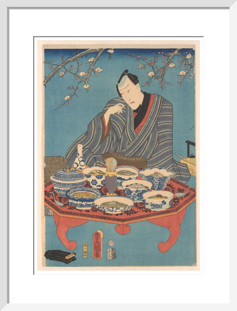 Enjoying a Banquet in a Plum Orchard (centre panel) - Art print