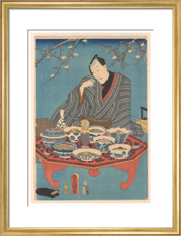 Enjoying a Banquet in a Plum Orchard (centre panel) - Art print