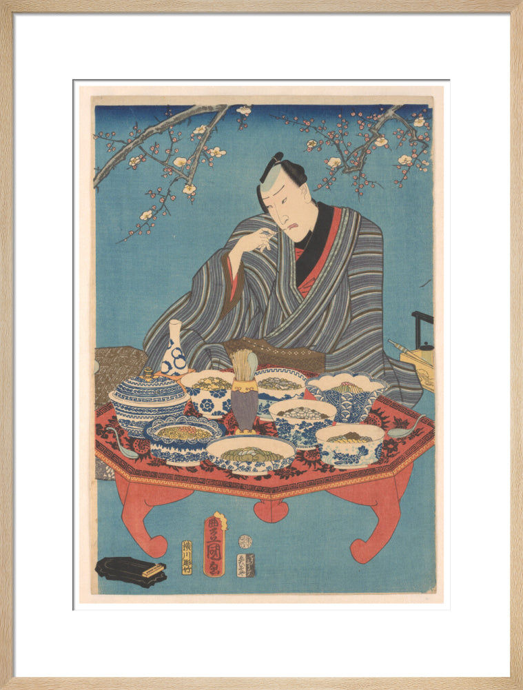 Enjoying a Banquet in a Plum Orchard (centre panel) - Art print