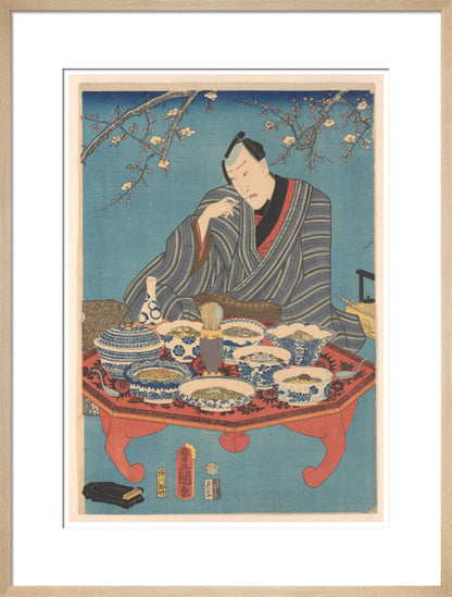 Enjoying a Banquet in a Plum Orchard (centre panel) - Art print