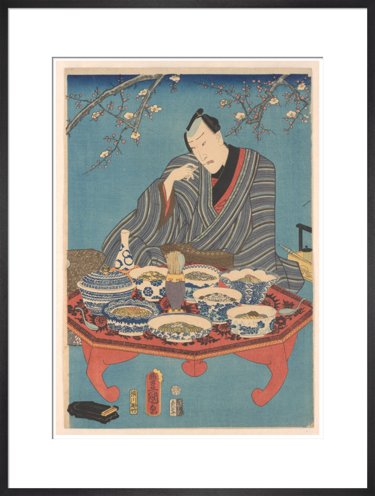 Enjoying a Banquet in a Plum Orchard (centre panel) - Art print