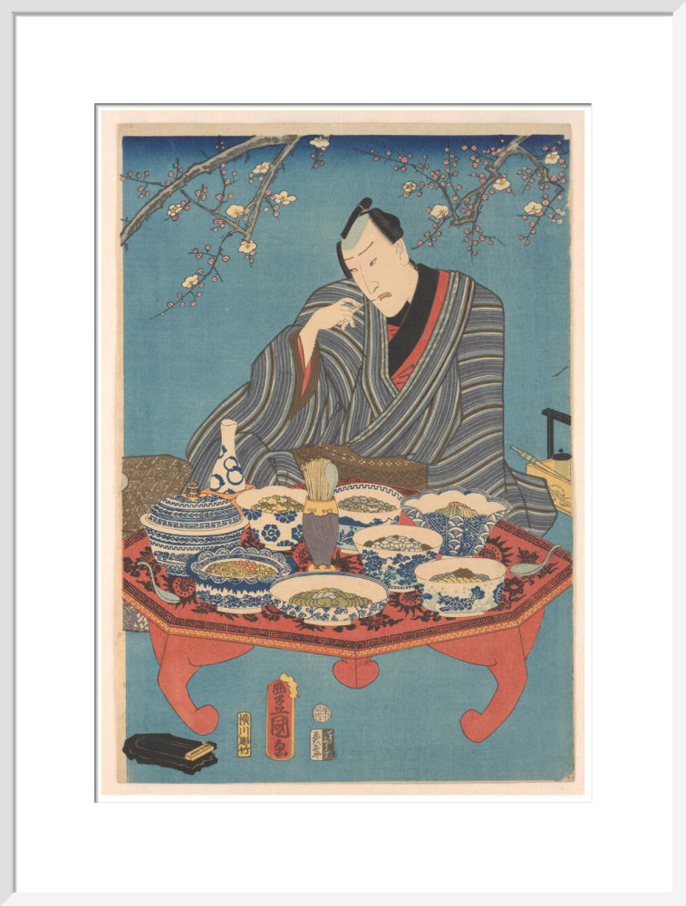 Enjoying a Banquet in a Plum Orchard (centre panel) - Art print
