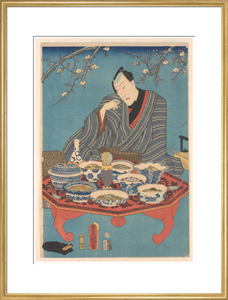 Enjoying a Banquet in a Plum Orchard (centre panel) - Art print