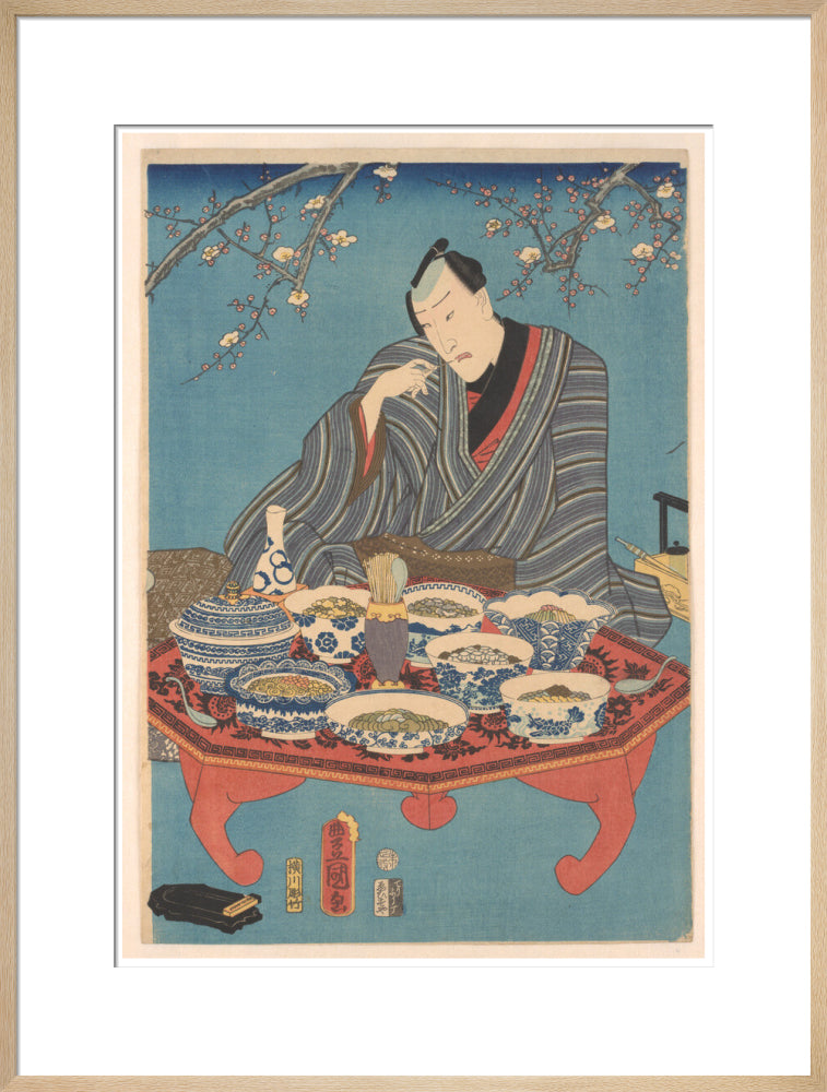 Enjoying a Banquet in a Plum Orchard (centre panel) - Art print