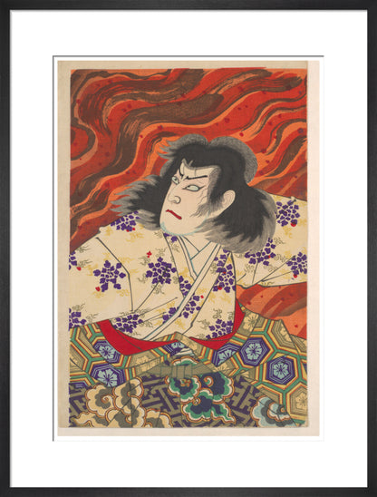 Ichikawa Sandanji I as Akiyama Kii No maki amidst flames (centre panel) - Art print