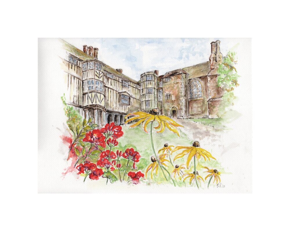 Queens' College Cambridge, Cloisters Court - Art Print