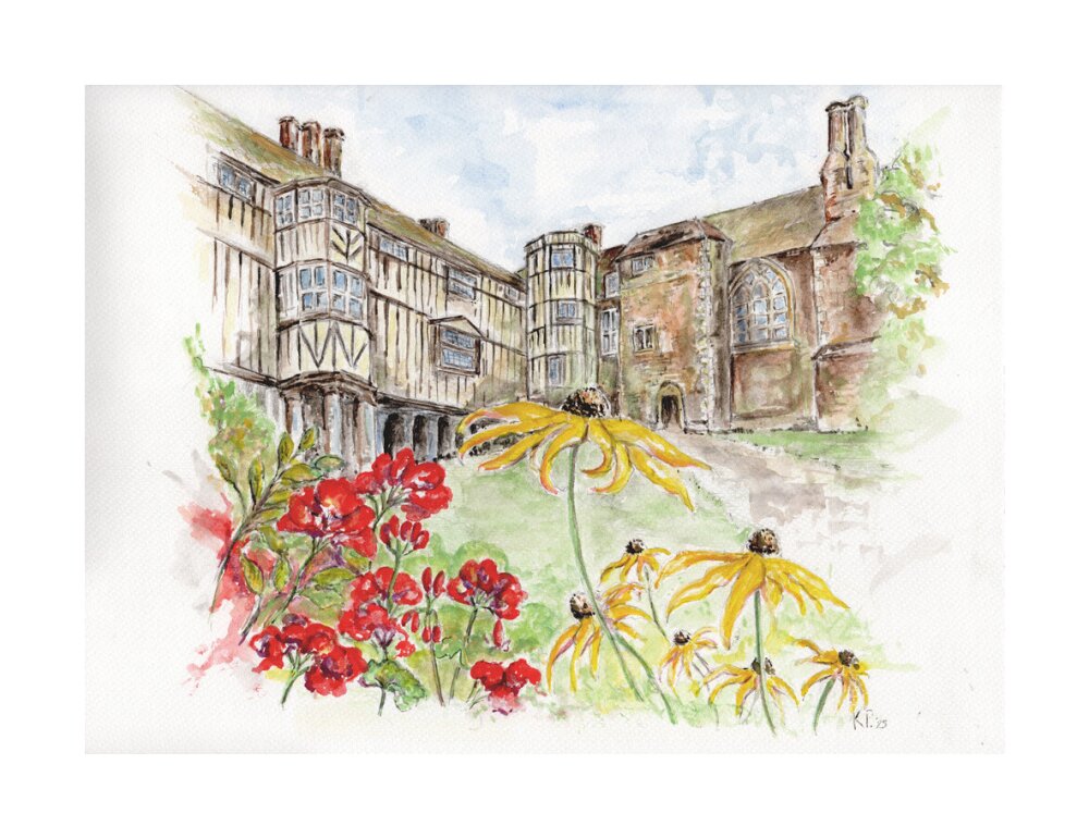 Queens' College Cambridge, Cloisters Court - Art Print