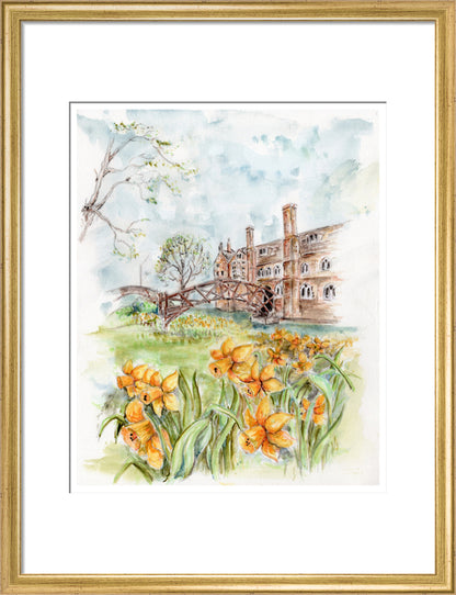 Queens' College Cambridge, Mathematical Bridge - Art Print