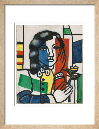 Young Girl Holding a Flower (art print, small, natural)