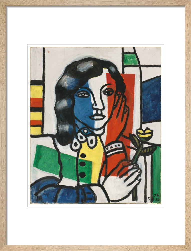 Young Girl Holding a Flower (art print, medium, natural)