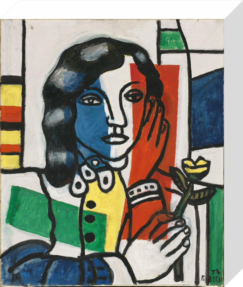 Young Girl Holding a Flower (stretched canvas, small, unframed)