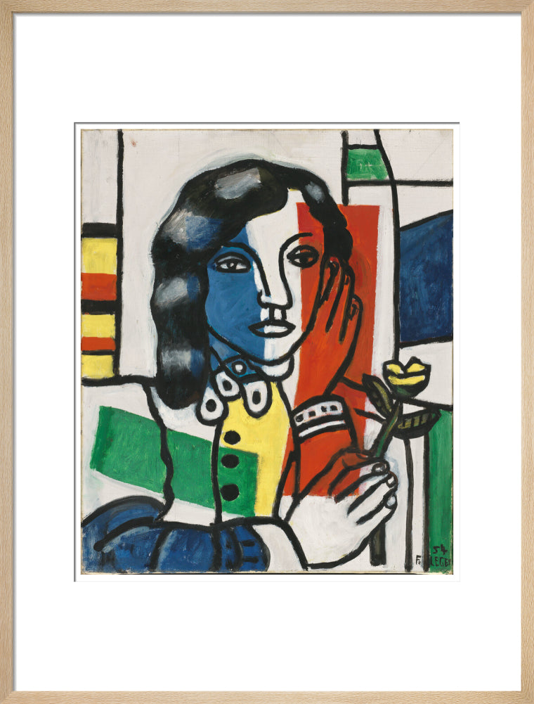 Young Girl Holding a Flower (art print, large, natural)