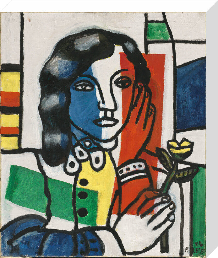 Young Girl Holding a Flower (stretched canvas, medium, unframed)