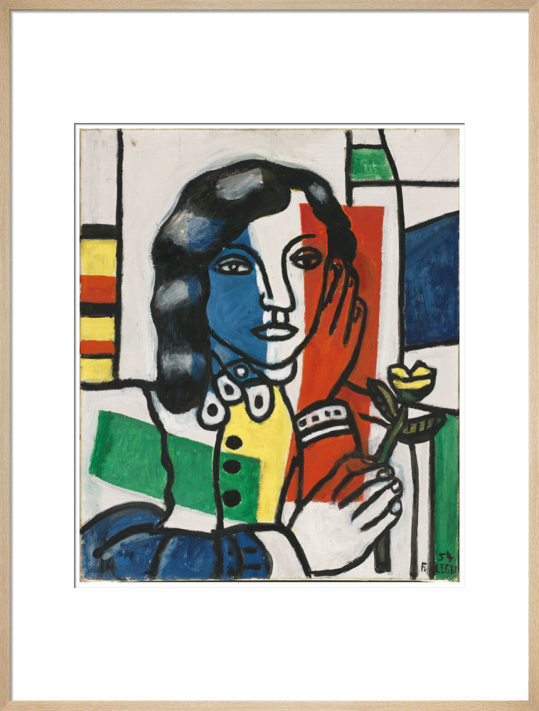 Young Girl Holding a Flower (art print, extra large, natural)