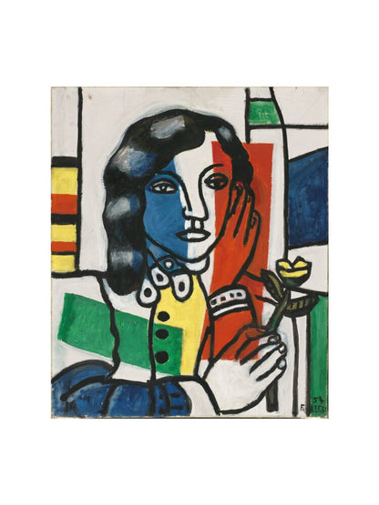 Young Girl Holding a Flower (art print, small, unframed)