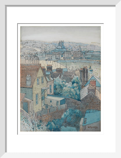 Dieppe Harbour (art print, small, white)