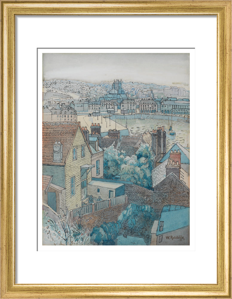 Dieppe Harbour (art print, small, gold)