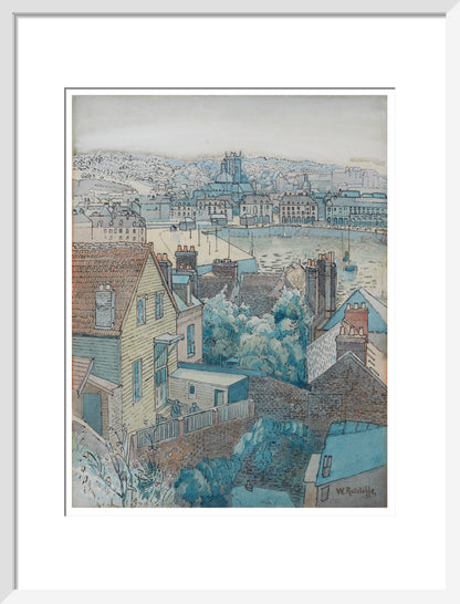 Dieppe Harbour (art print, medium, white)
