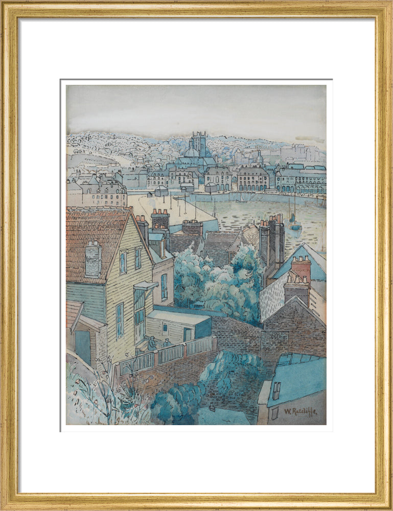Dieppe Harbour (art print, medium, gold)