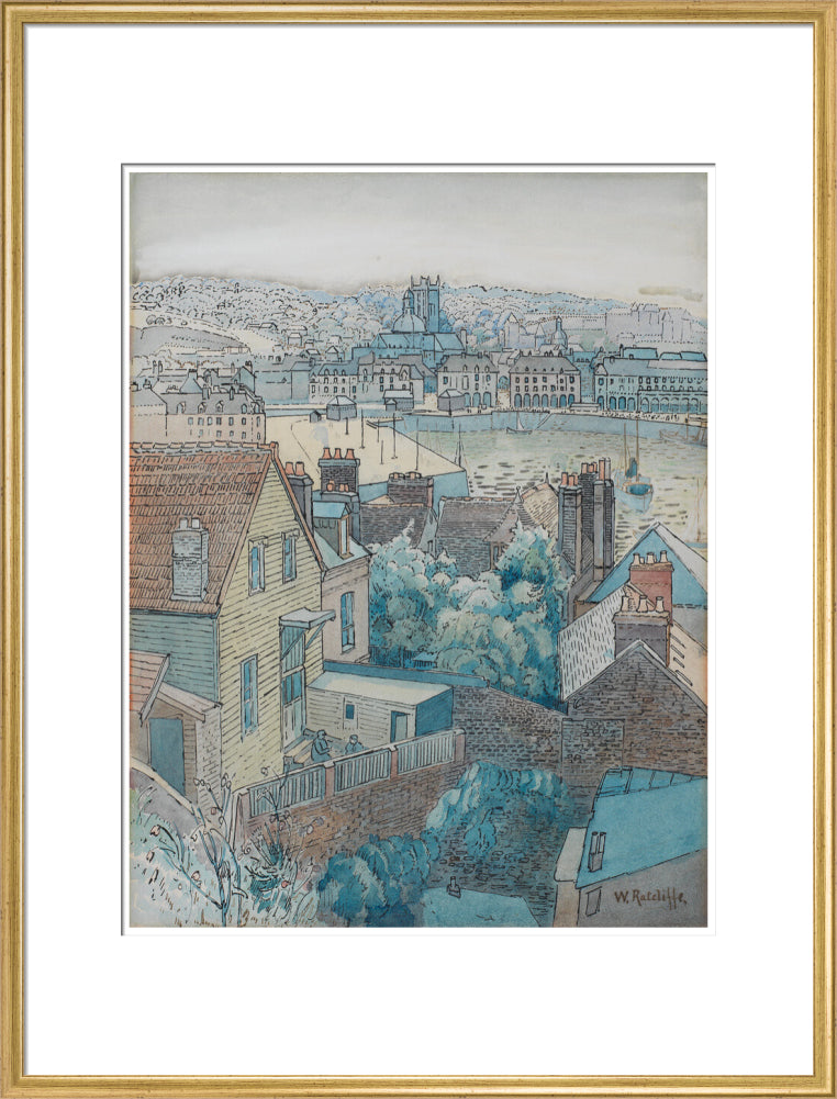 Dieppe Harbour (art print, extra large, gold)