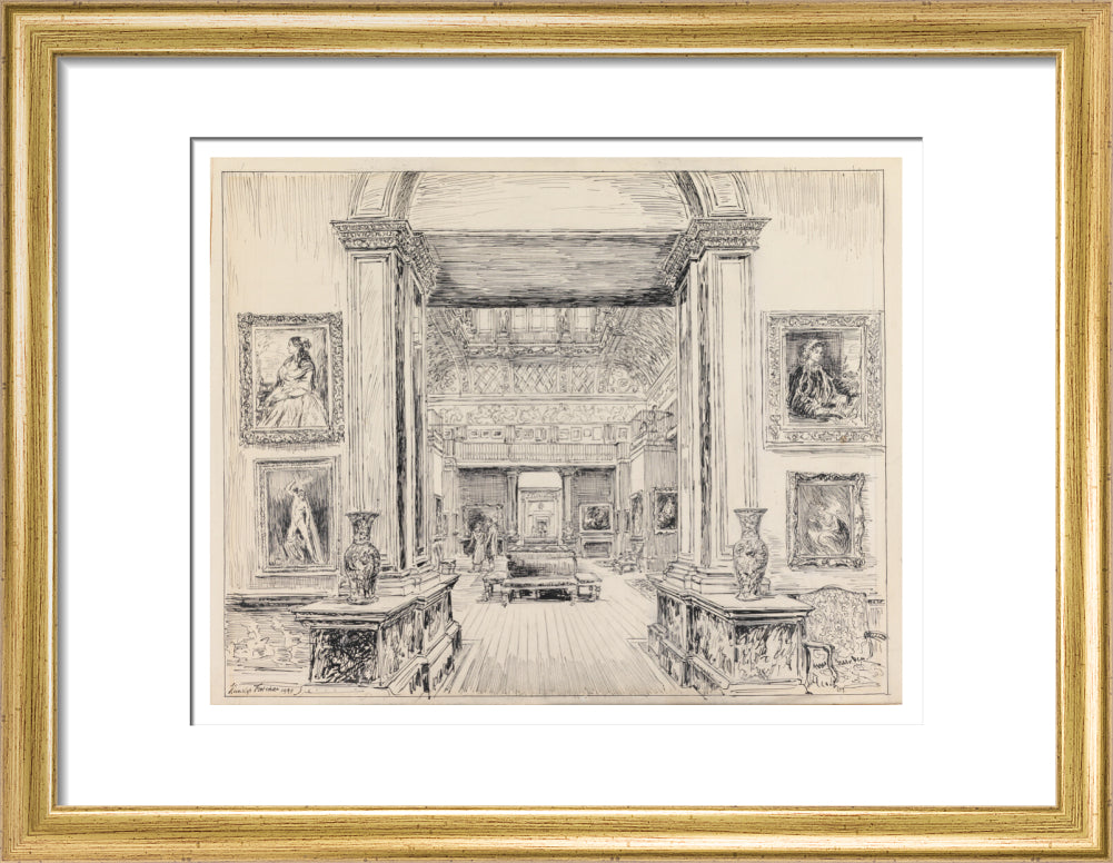 The Fitzwilliam Museum, looking into Gallery III, June 1949 (art print, small, gold)