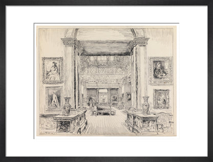 The Fitzwilliam Museum, looking into Gallery III, June 1949 (art print, medium, black)