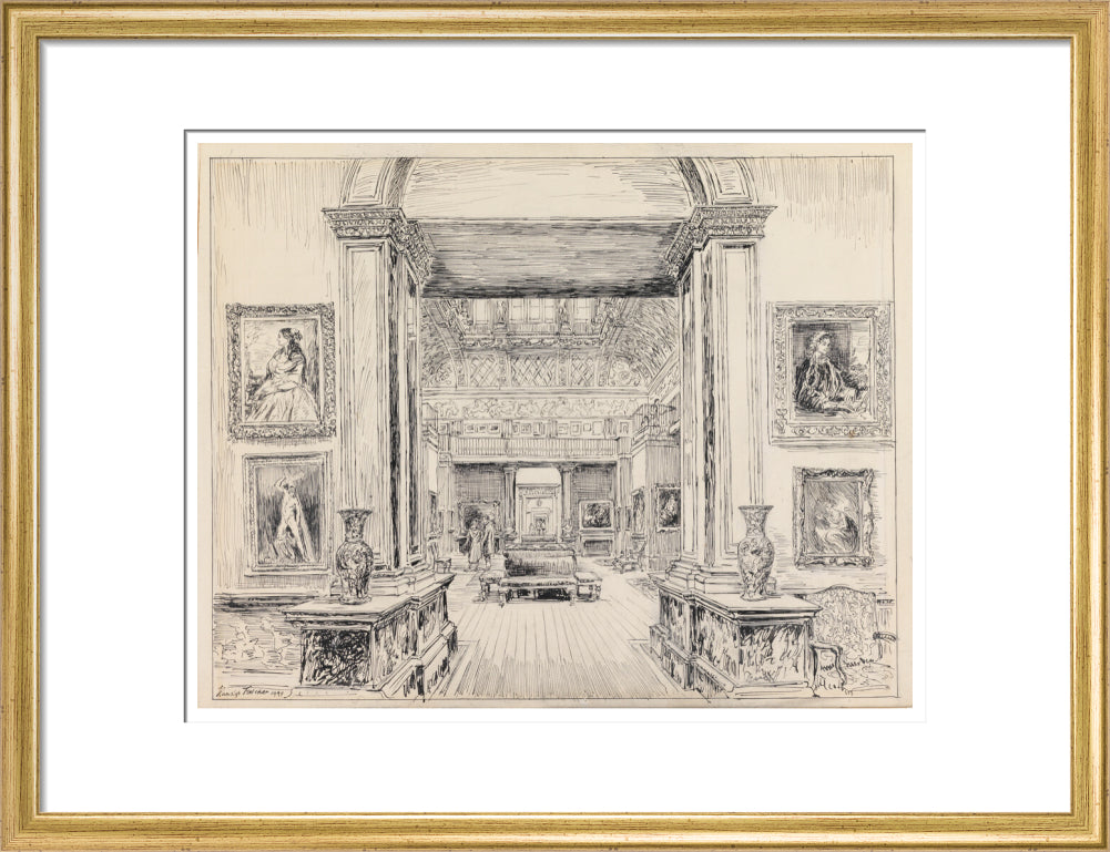 The Fitzwilliam Museum, looking into Gallery III, June 1949 (art print, medium, gold)