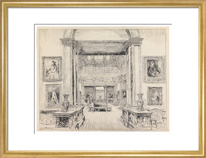 The Fitzwilliam Museum, looking into Gallery III, June 1949 (art print, medium, gold)