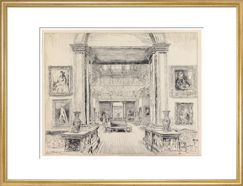 The Fitzwilliam Museum, looking into Gallery III, June 1949 (art print, large, gold)