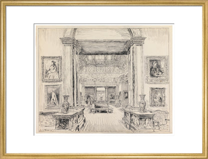 The Fitzwilliam Museum, looking into Gallery III, June 1949 (art print, large, gold)