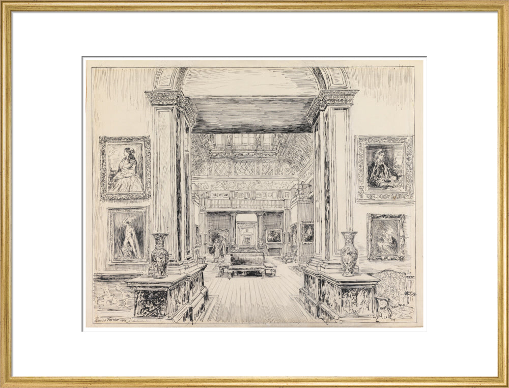The Fitzwilliam Museum, looking into Gallery III, June 1949 (art print, extra large, gold)