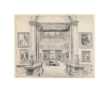 The Fitzwilliam Museum, looking into Gallery III, June 1949 (unstretched canvas, small, unframed)