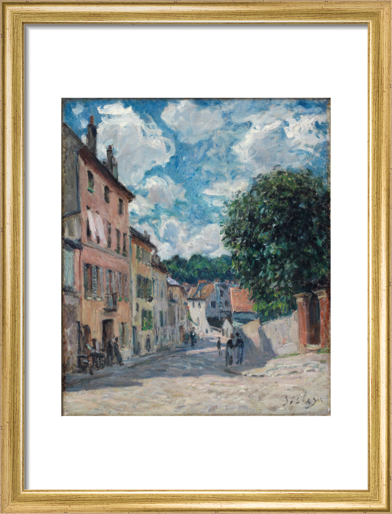A street, possibly in Port-Marly (art print, small, gold)