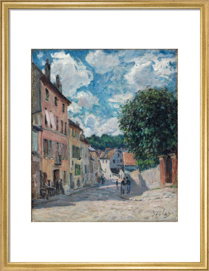 A street, possibly in Port-Marly (art print, medium, gold)